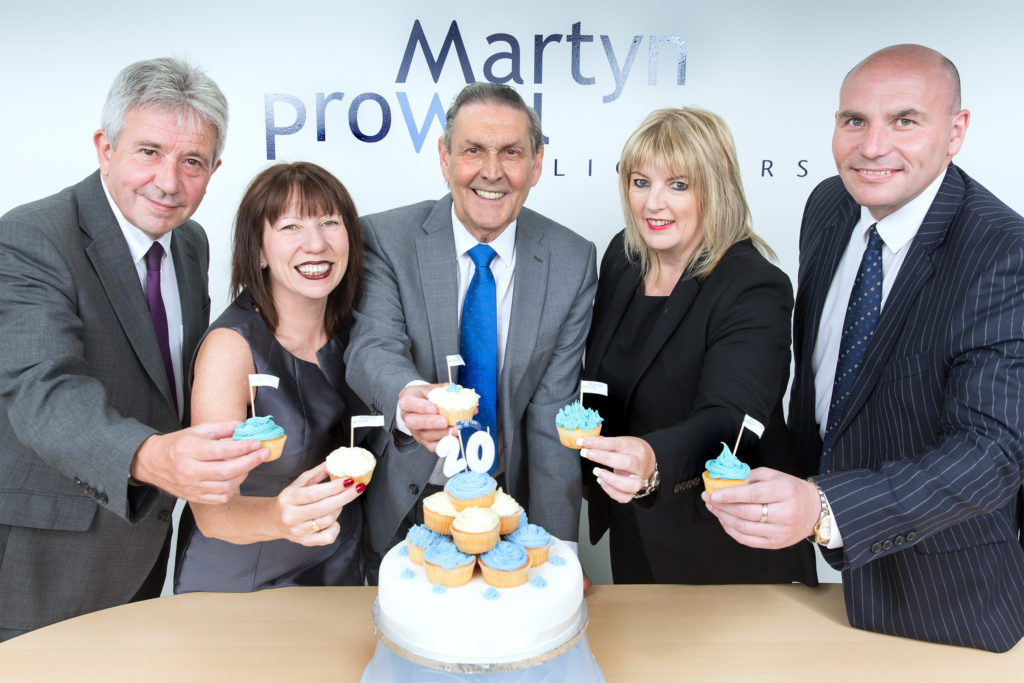 The Directors of Martyn Prowel Solicitors, along with Martyn Prowel, celebrate 20 years in business